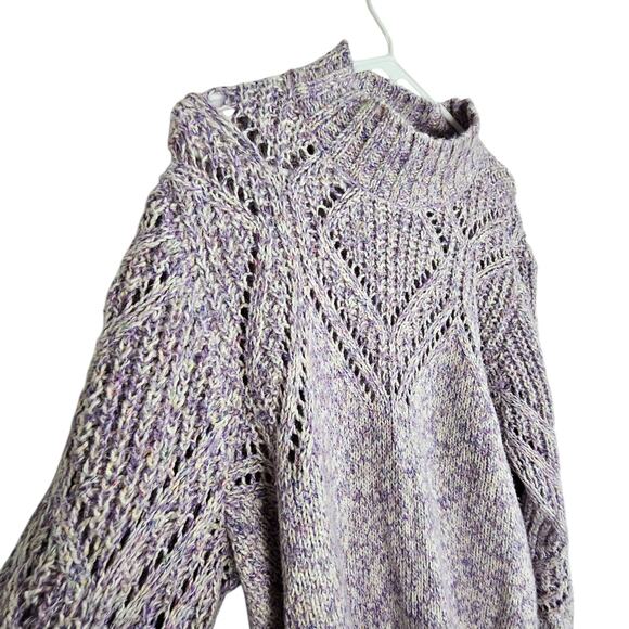 Torrid Sweater Knit Sweater Women 2X Purple Pointelle Sweater Turtleneck Sweater - Picture 5 of 9